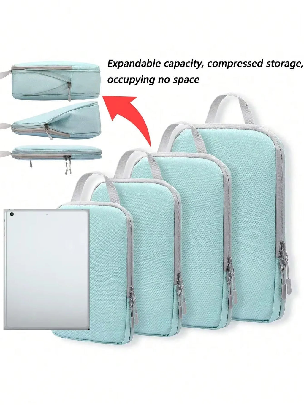 Set4/6pcs Compressible Packing Travel Storage Bag Cubes Waterproof Suitcase Nylon Portable With Handbag Luggage Organizer Ryanai