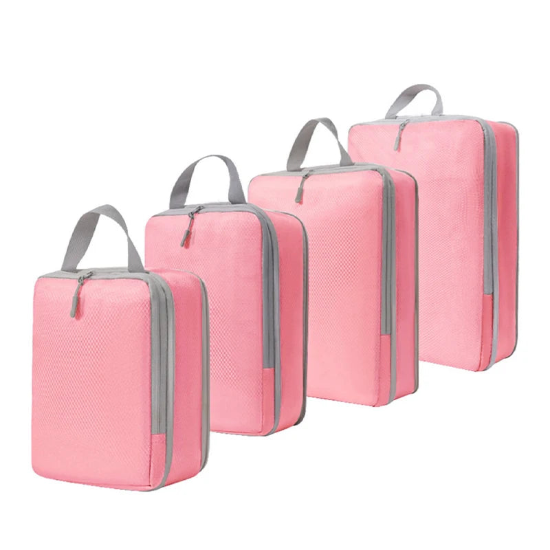 Set4/6pcs Compressible Packing Travel Storage Bag Cubes Waterproof Suitcase Nylon Portable With Handbag Luggage Organizer Ryanai