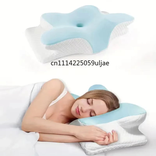 2026 New Solid Color Special-shaped Horn Pillow, Butterfly Pillow Memory Cotton Slow Rebound Neck Protection Sleep Pillow