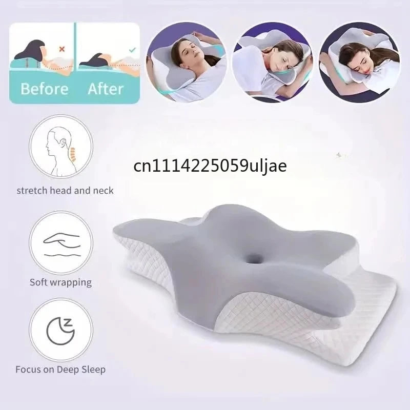 2026 New Solid Color Special-shaped Horn Pillow, Butterfly Pillow Memory Cotton Slow Rebound Neck Protection Sleep Pillow