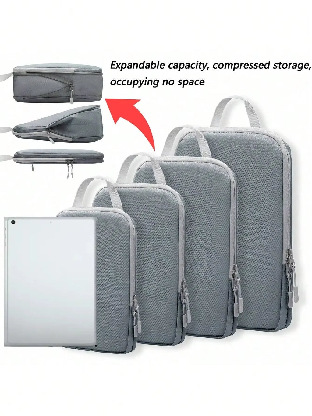 Set4/6pcs Compressible Packing Travel Storage Bag Cubes Waterproof Suitcase Nylon Portable With Handbag Luggage Organizer Ryanai