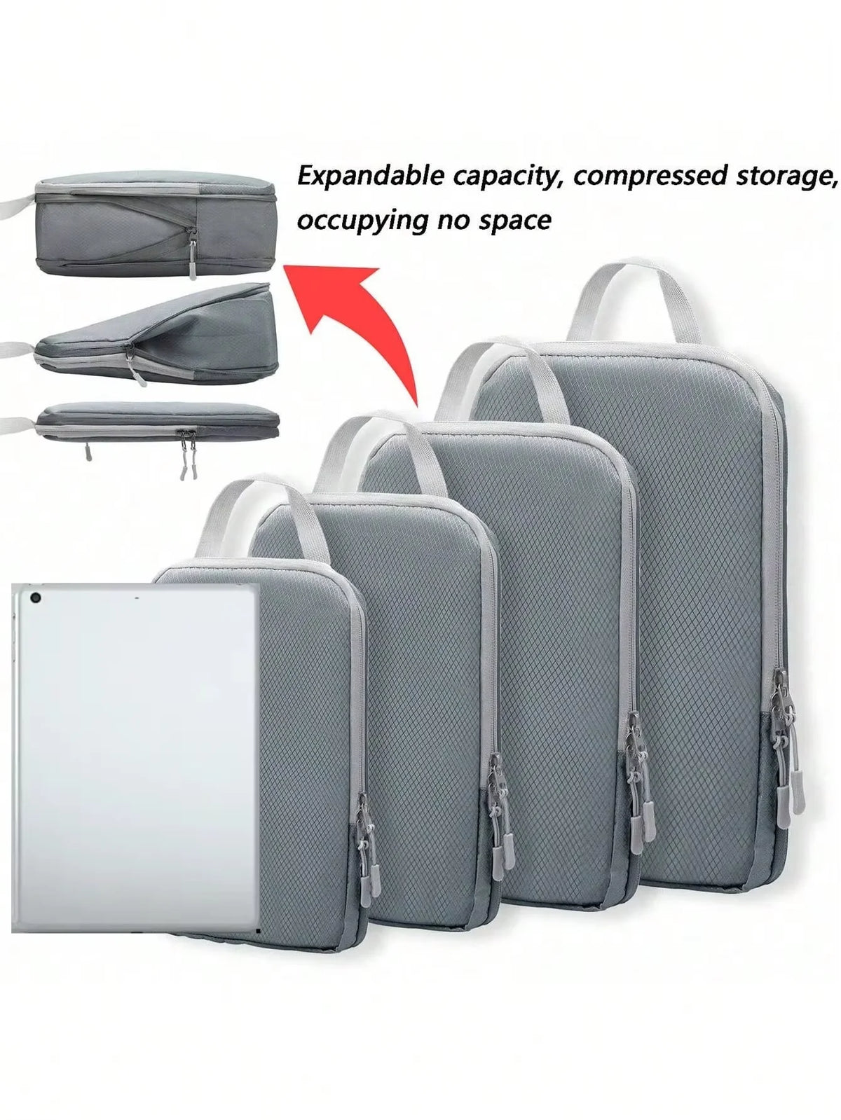 Set4/6pcs Compressible Packing Travel Storage Bag Cubes Waterproof Suitcase Nylon Portable With Handbag Luggage Organizer Ryanai