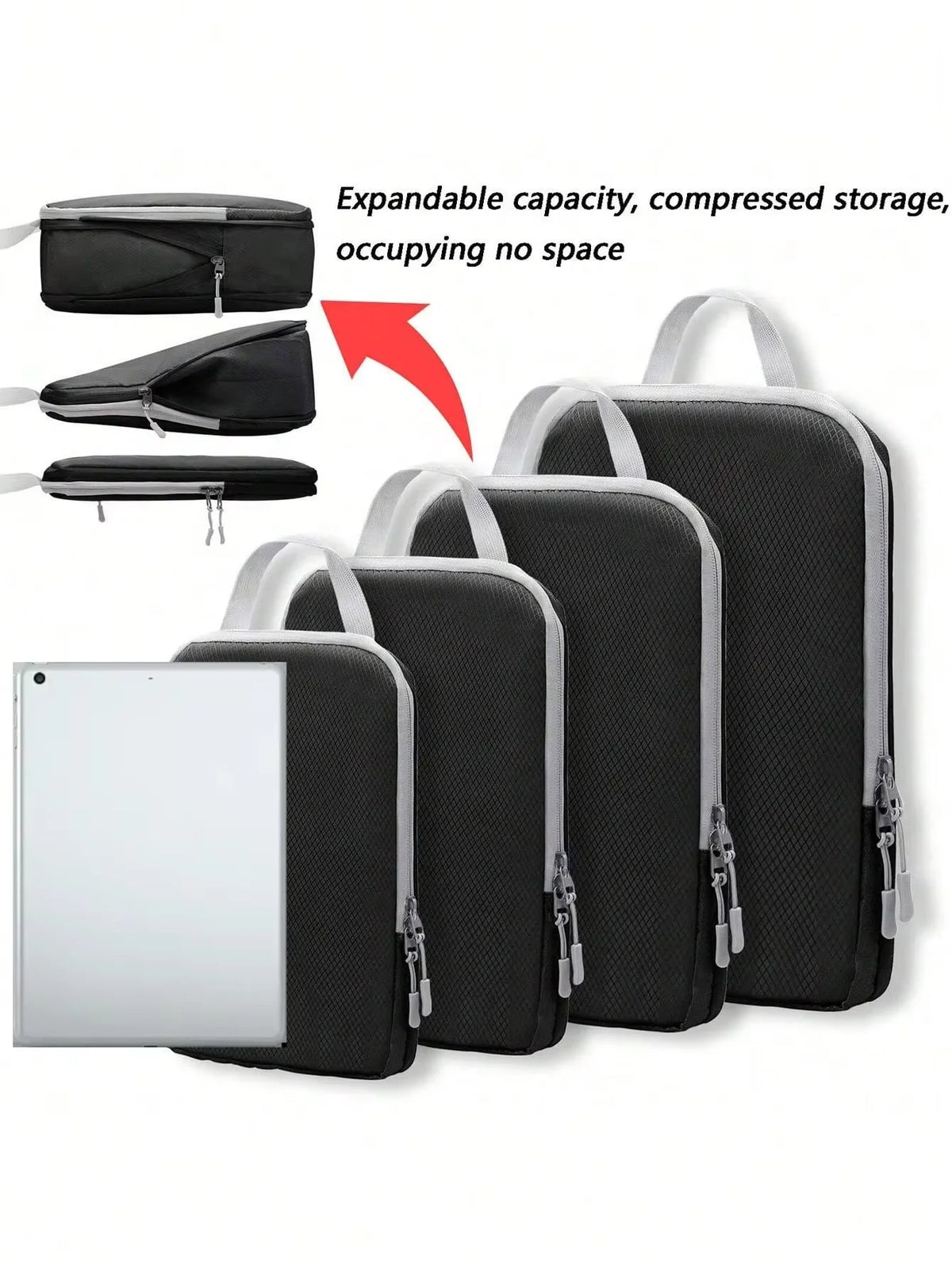 Set4/6pcs Compressible Packing Travel Storage Bag Cubes Waterproof Suitcase Nylon Portable With Handbag Luggage Organizer Ryanai