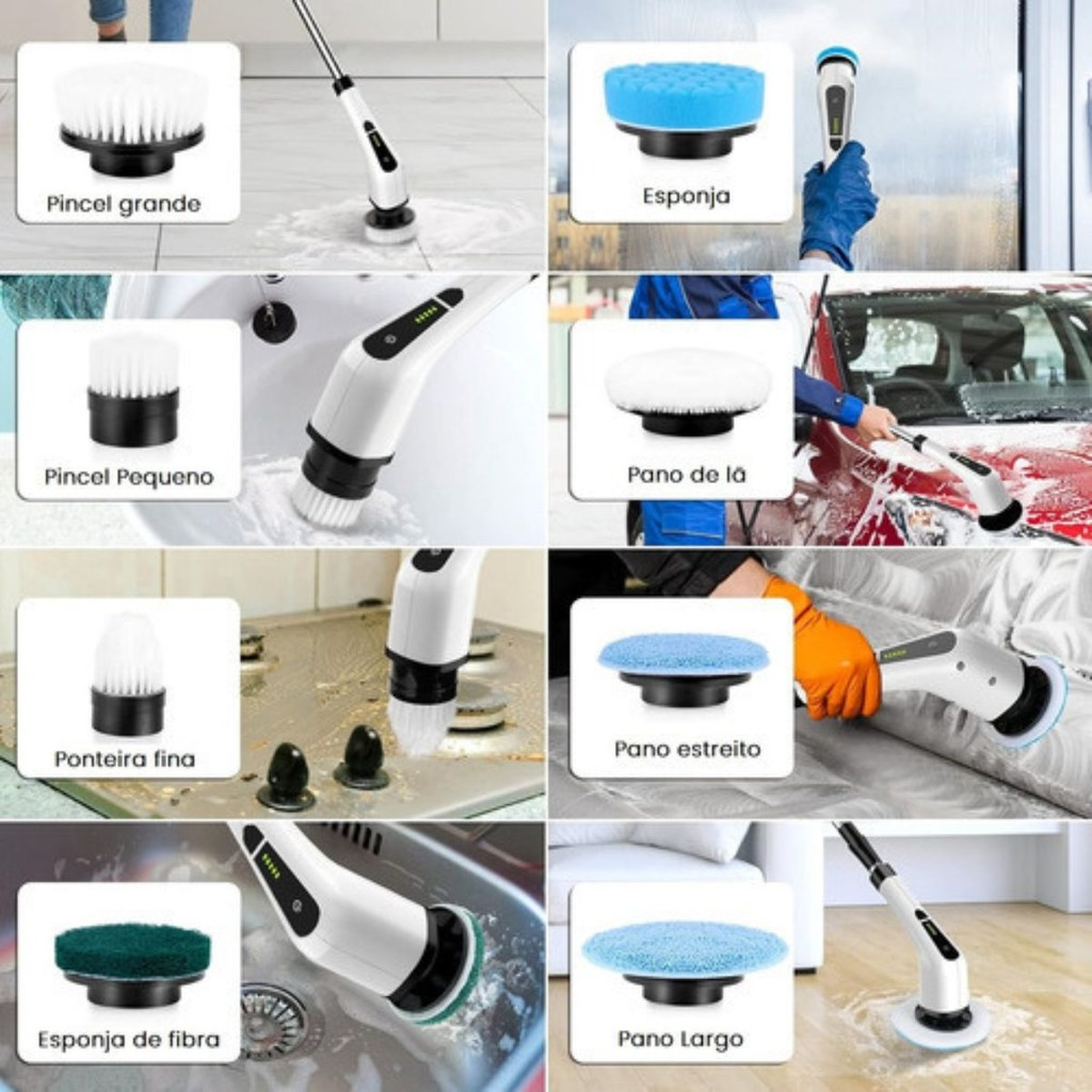 VersaClean Pro 9 – Escova Elétrica Rotativa Multifuncional Sem Fio