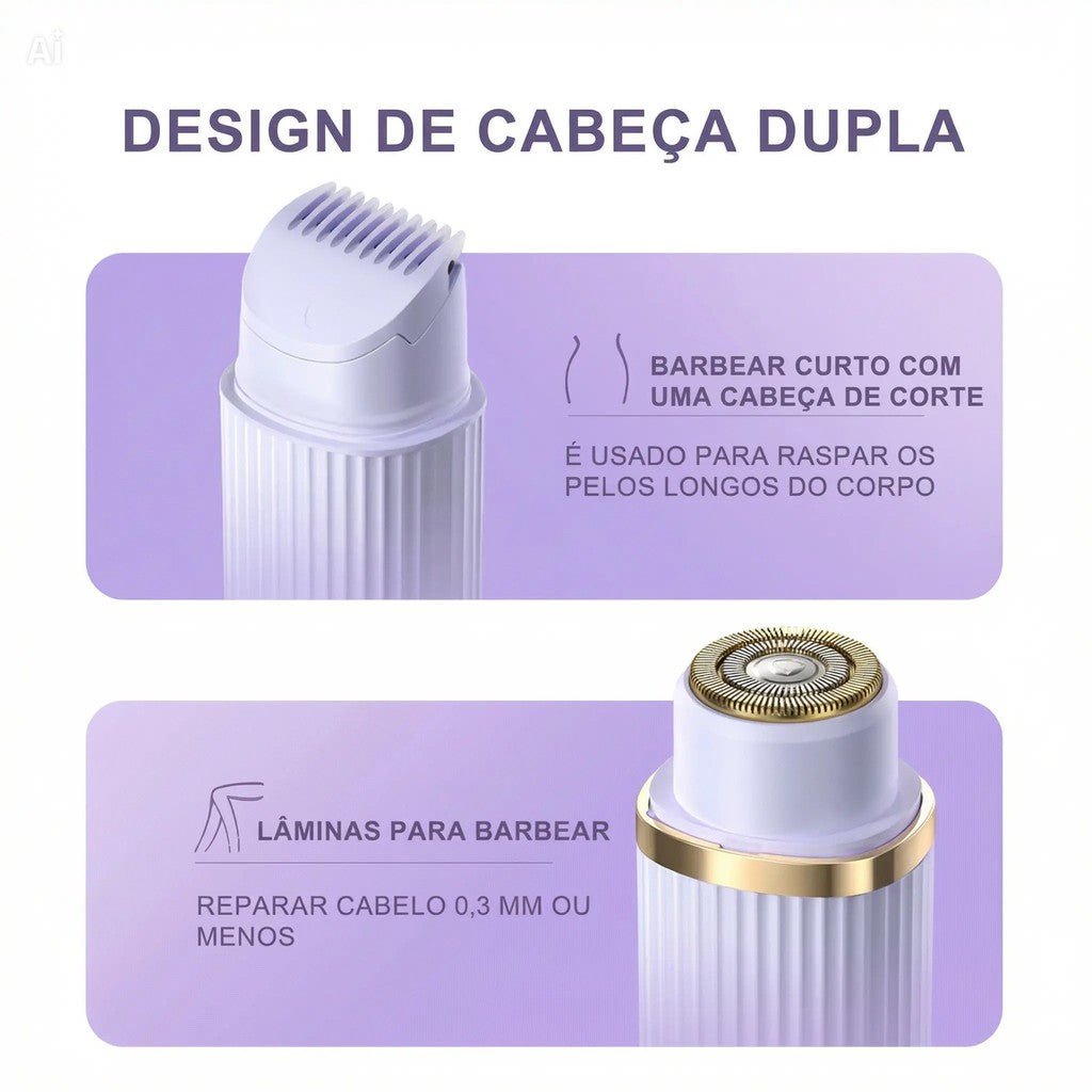 AuraSmooth™-Depilador Elétrico Recarregável com Navalha Dupla e Tecnologia Indolor para Pele Sensível