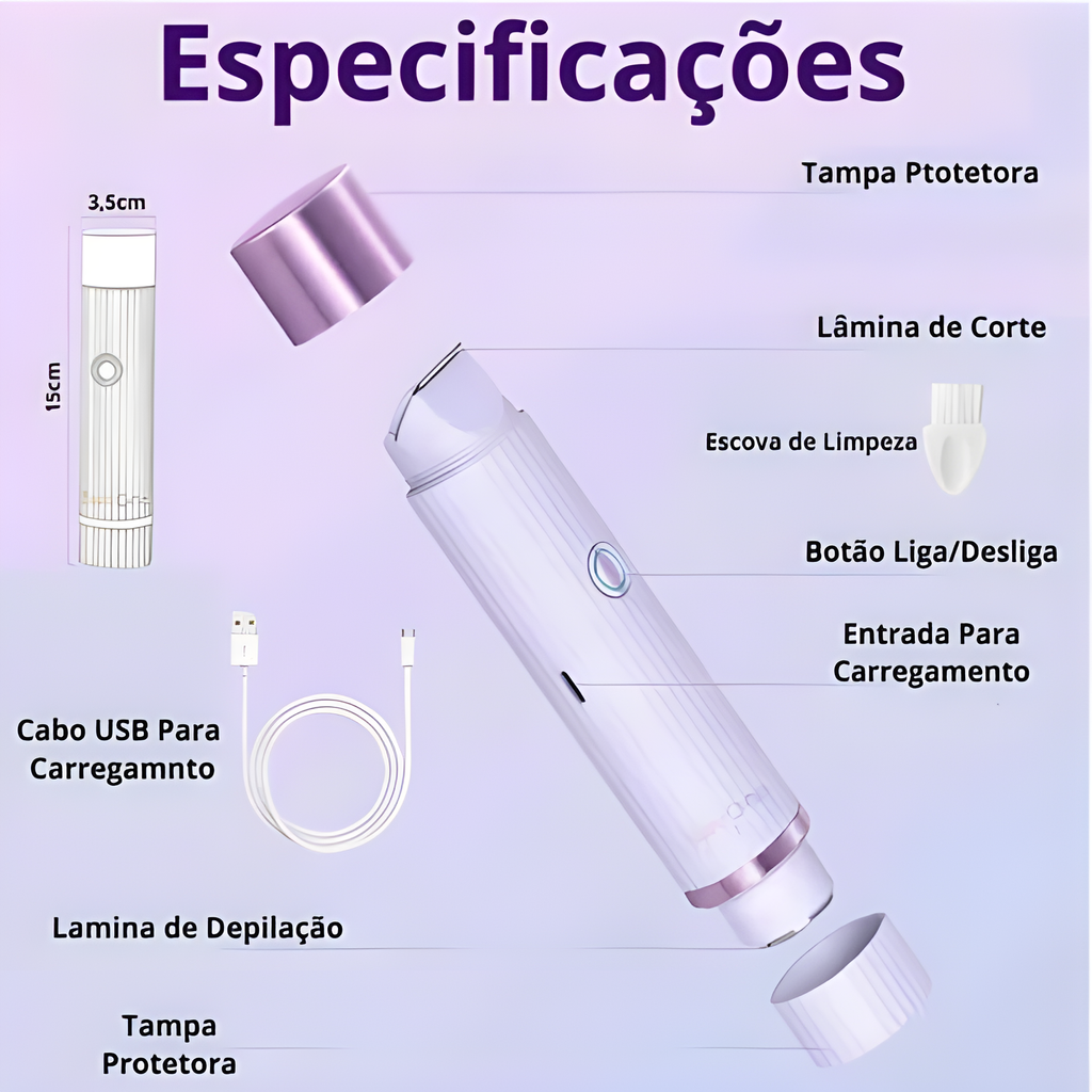 AuraSmooth™-Depilador Elétrico Recarregável com Navalha Dupla e Tecnologia Indolor para Pele Sensível